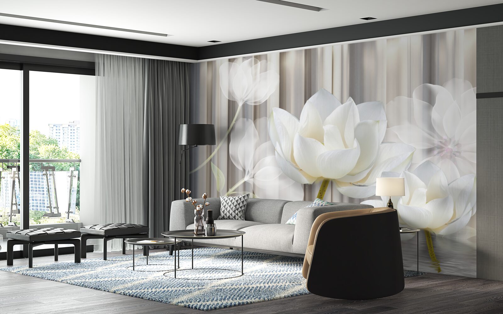 Фотошпалери білі тюльпани, легкі, як повітря