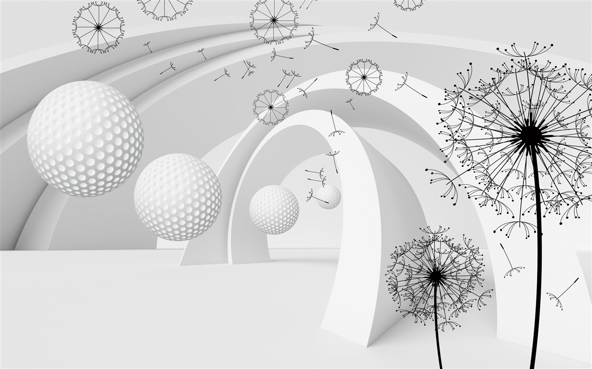 Фотошпалери Арки білосніжні, прикрашені квітами кульбаби