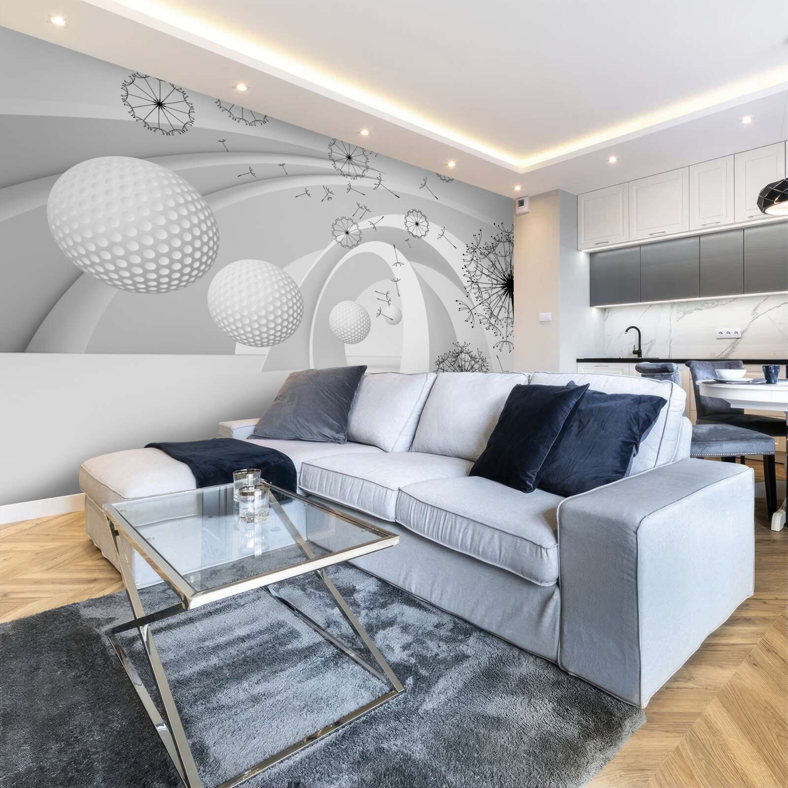 Фотошпалери Арки білосніжні, прикрашені квітами кульбаби