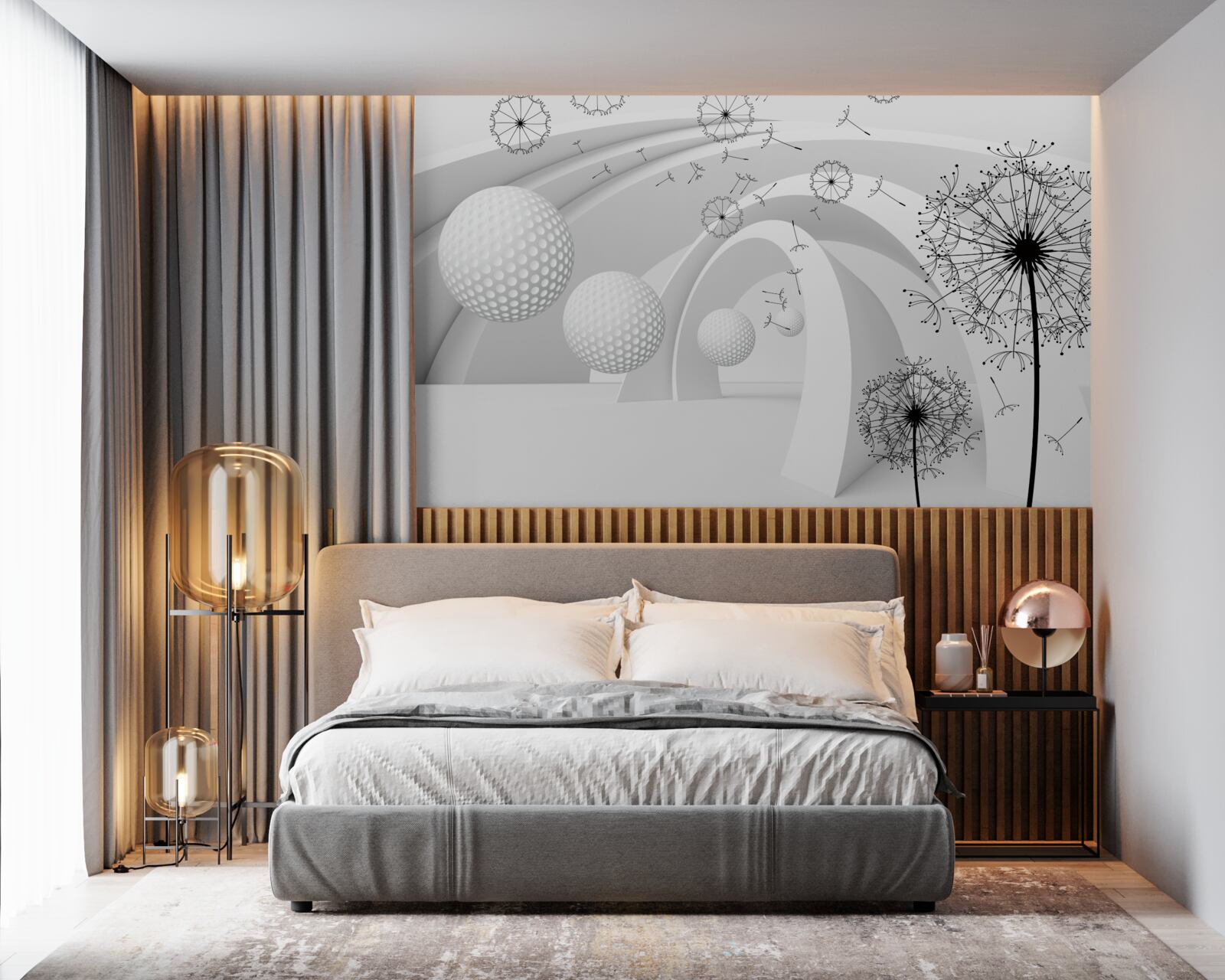 Фотошпалери Арки білосніжні, прикрашені квітами кульбаби