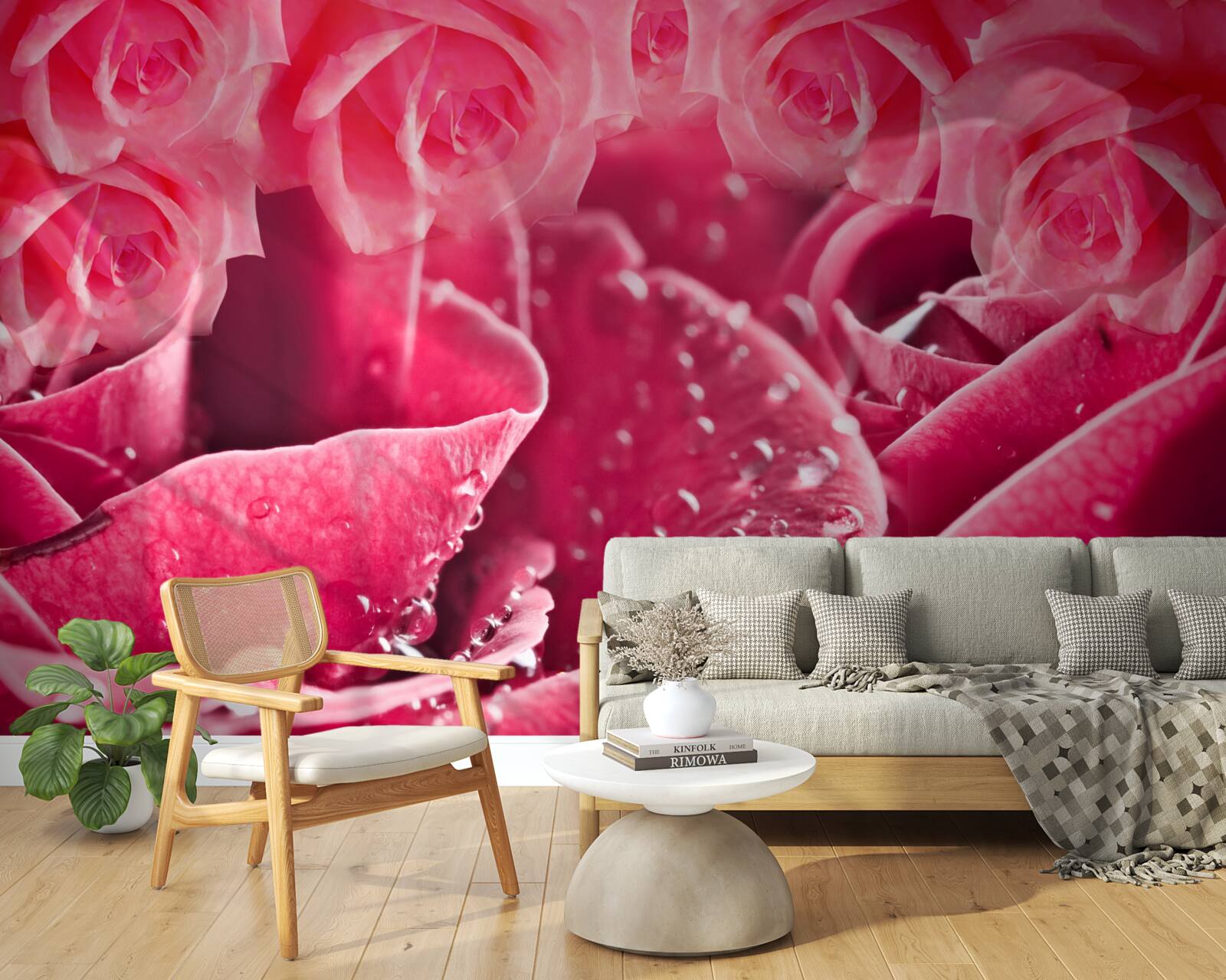 Фотошпалери краплі роси на троянді