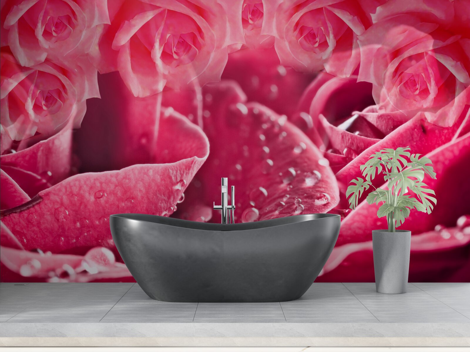 Фотошпалери краплі роси на троянді