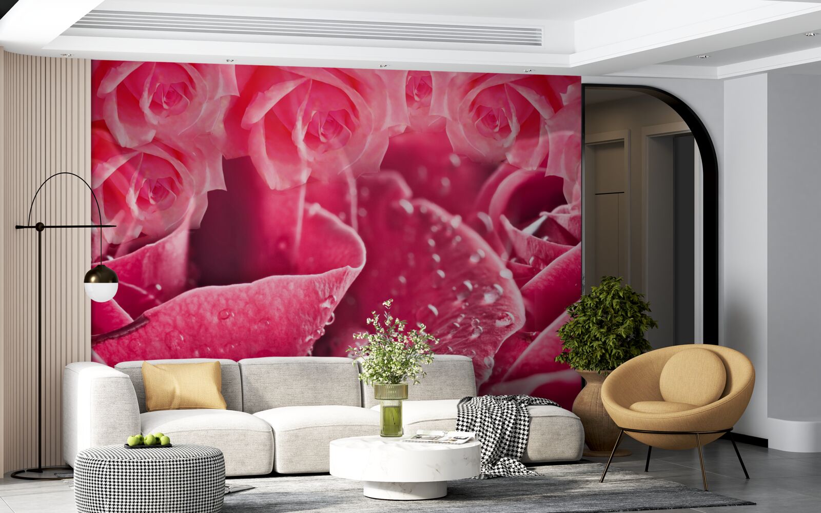 Фотошпалери краплі роси на троянді