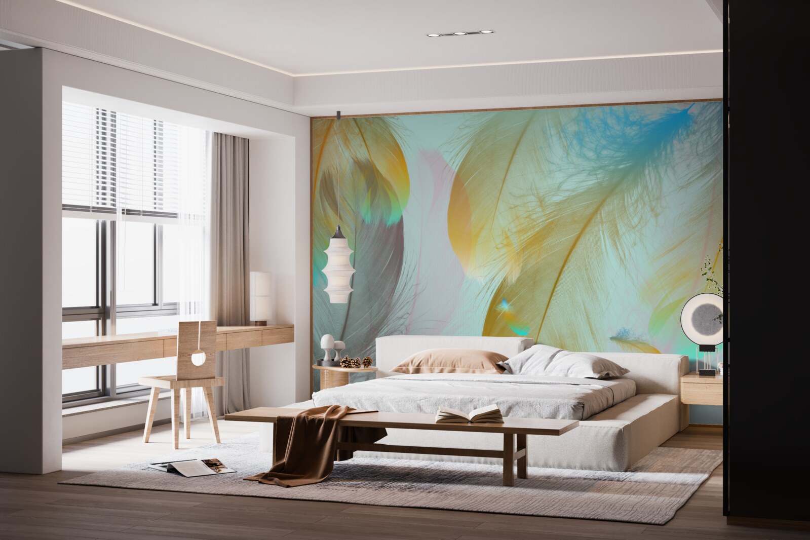 Фотошпалери літаюче м'яке пір'я