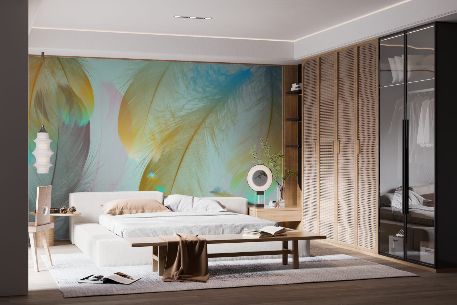 Фотошпалери літаюче м'яке пір'я