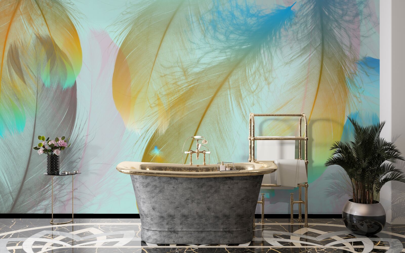 Фотошпалери літаюче м'яке пір'я