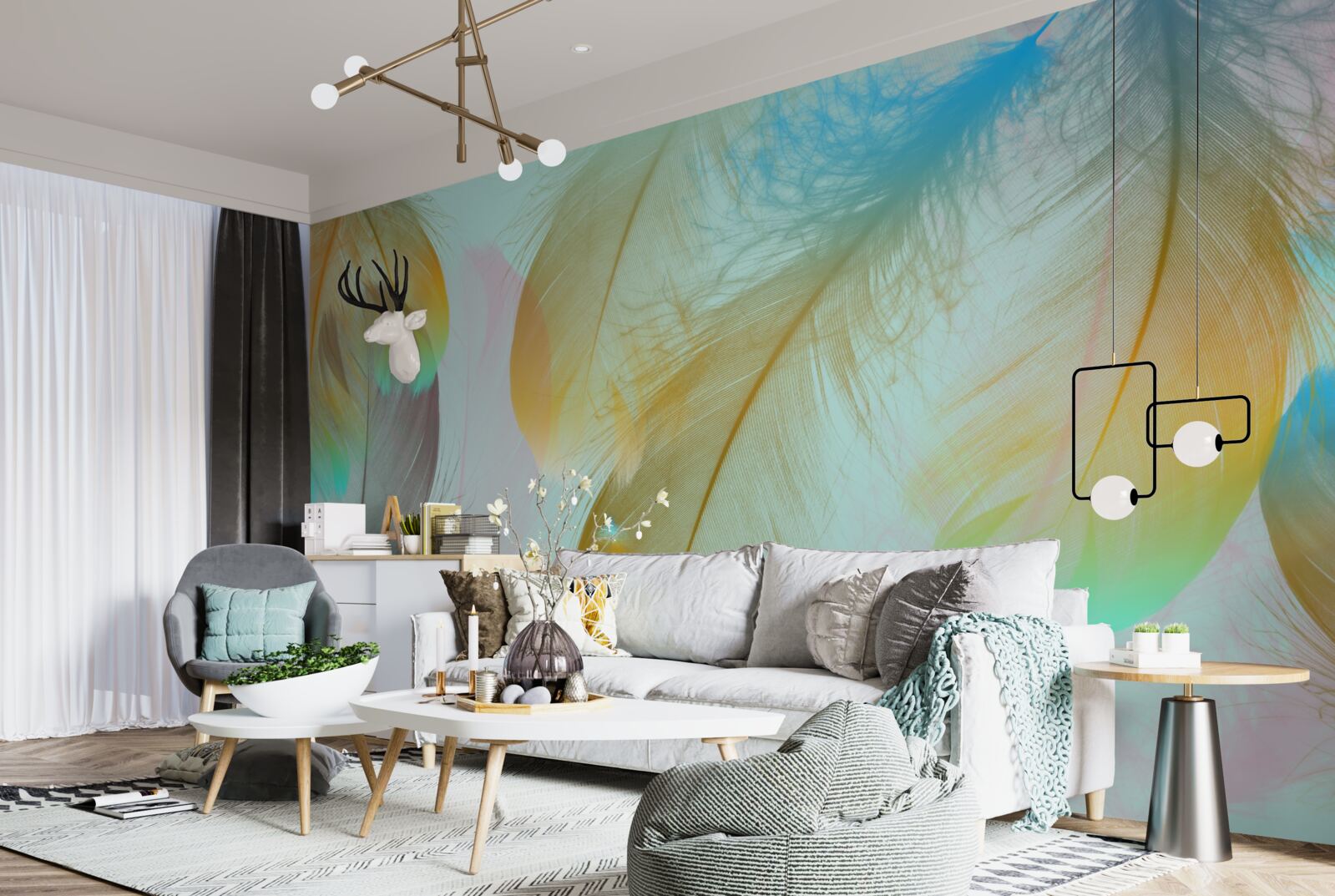 Фотошпалери літаюче м'яке пір'я