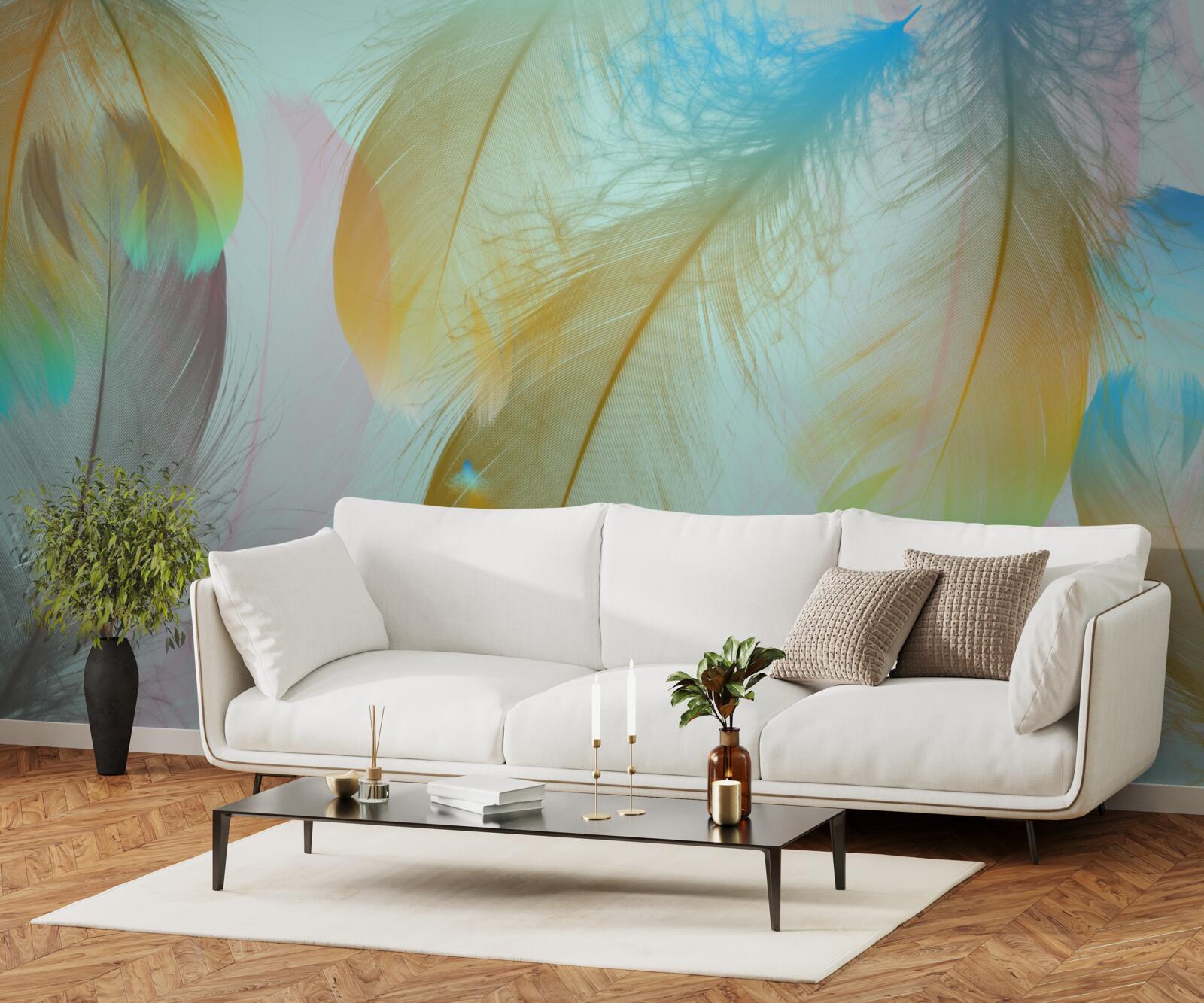 Фотошпалери літаюче м'яке пір'я