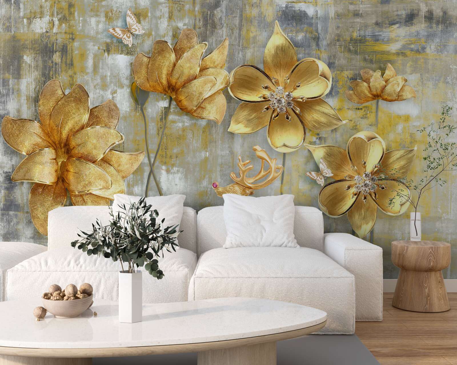 Фотошпалери золоті бутони розкриваються як дощ