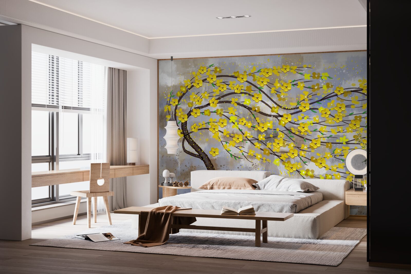 Фотошпалери осіннє дерево гойдається під поривами вітру