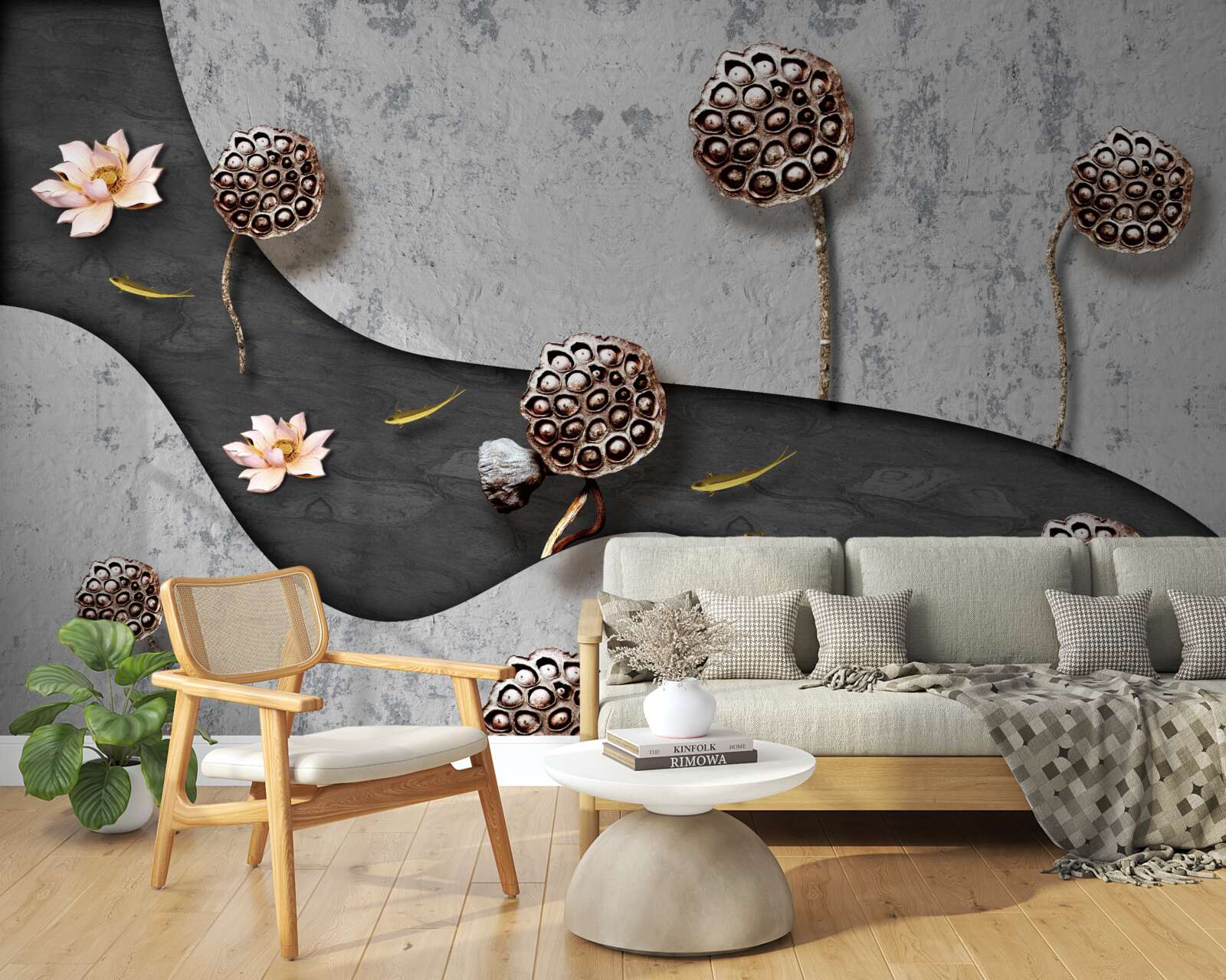 Фотошпалери абстрактна стежка, всіяна квітами в полі