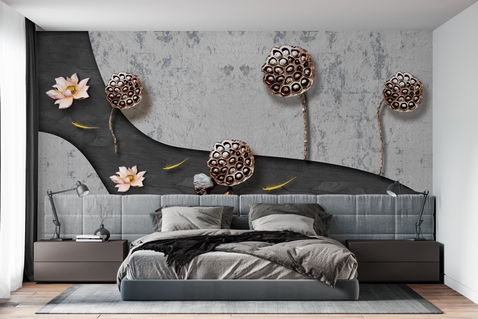 Фотошпалери абстрактна стежка, всіяна квітами в полі