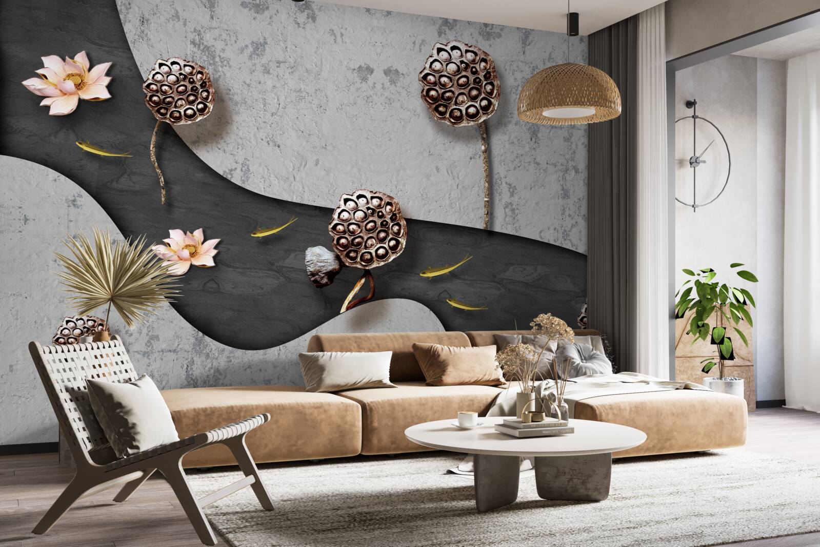 Фотошпалери абстрактна стежка, всіяна квітами в полі