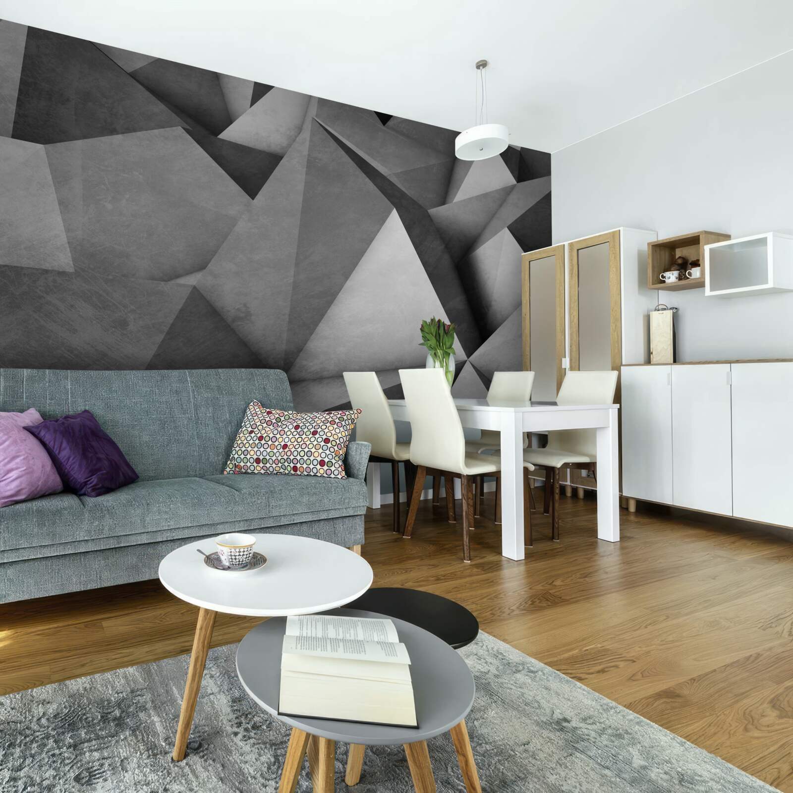 Фотошпалери великі, щедрі сірі трикутники