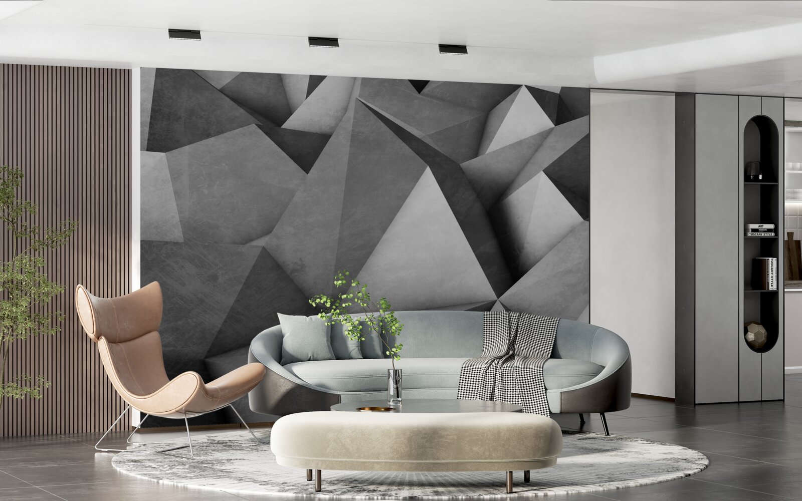 Фотошпалери великі, щедрі сірі трикутники