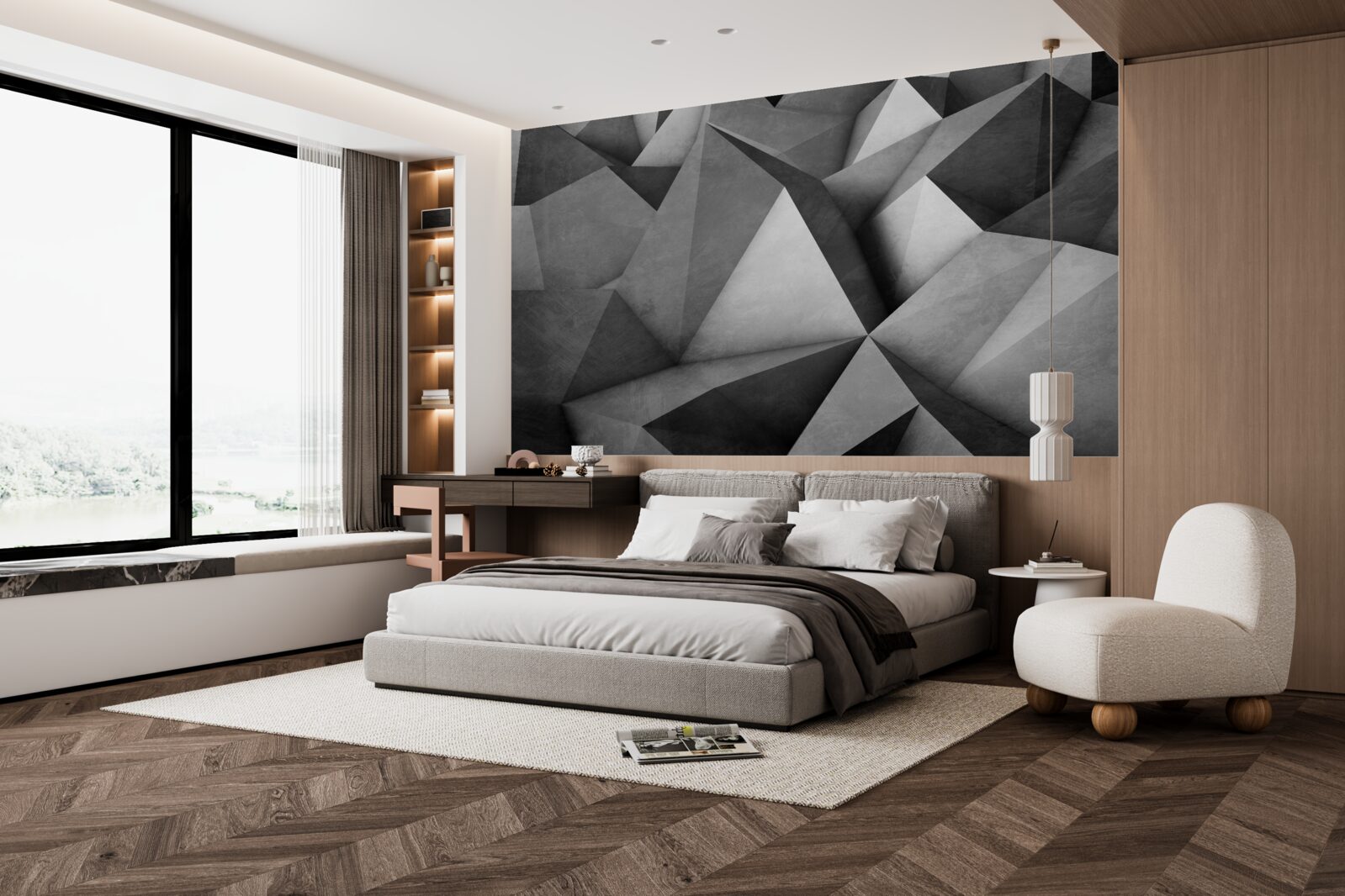 Фотошпалери великі, щедрі сірі трикутники