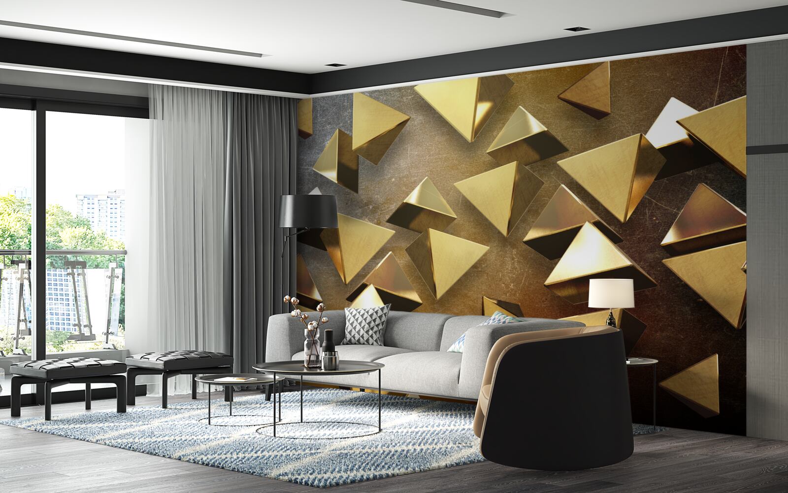 Фотошпалери маленькі, великі золоті трикутники