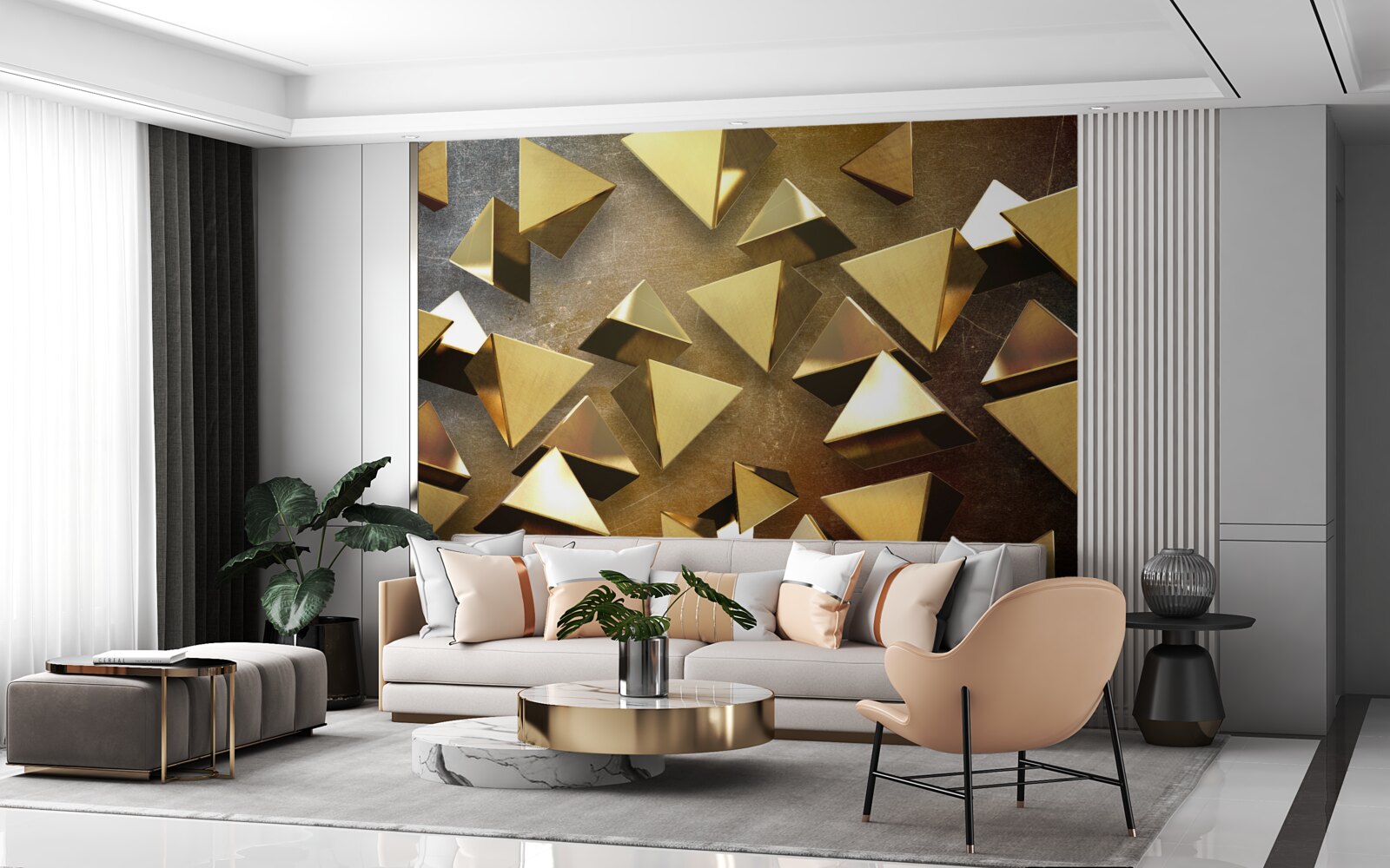 Фотошпалери маленькі, великі золоті трикутники