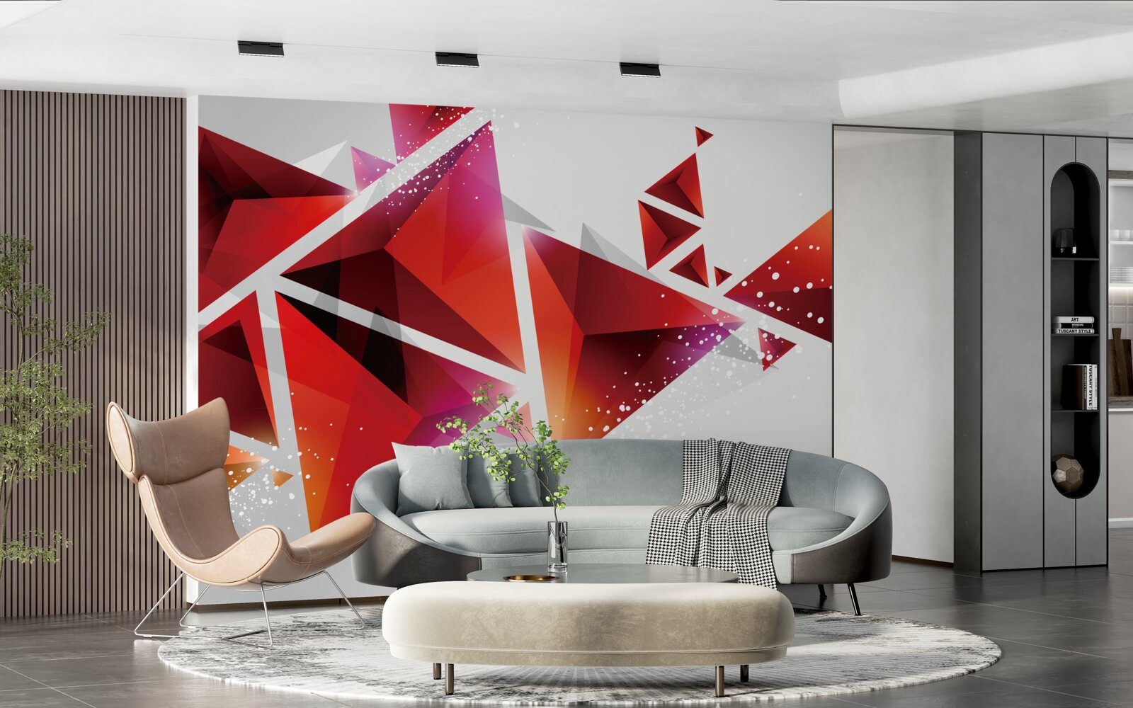 Фотошпалери трикутники з великою кількістю червоного