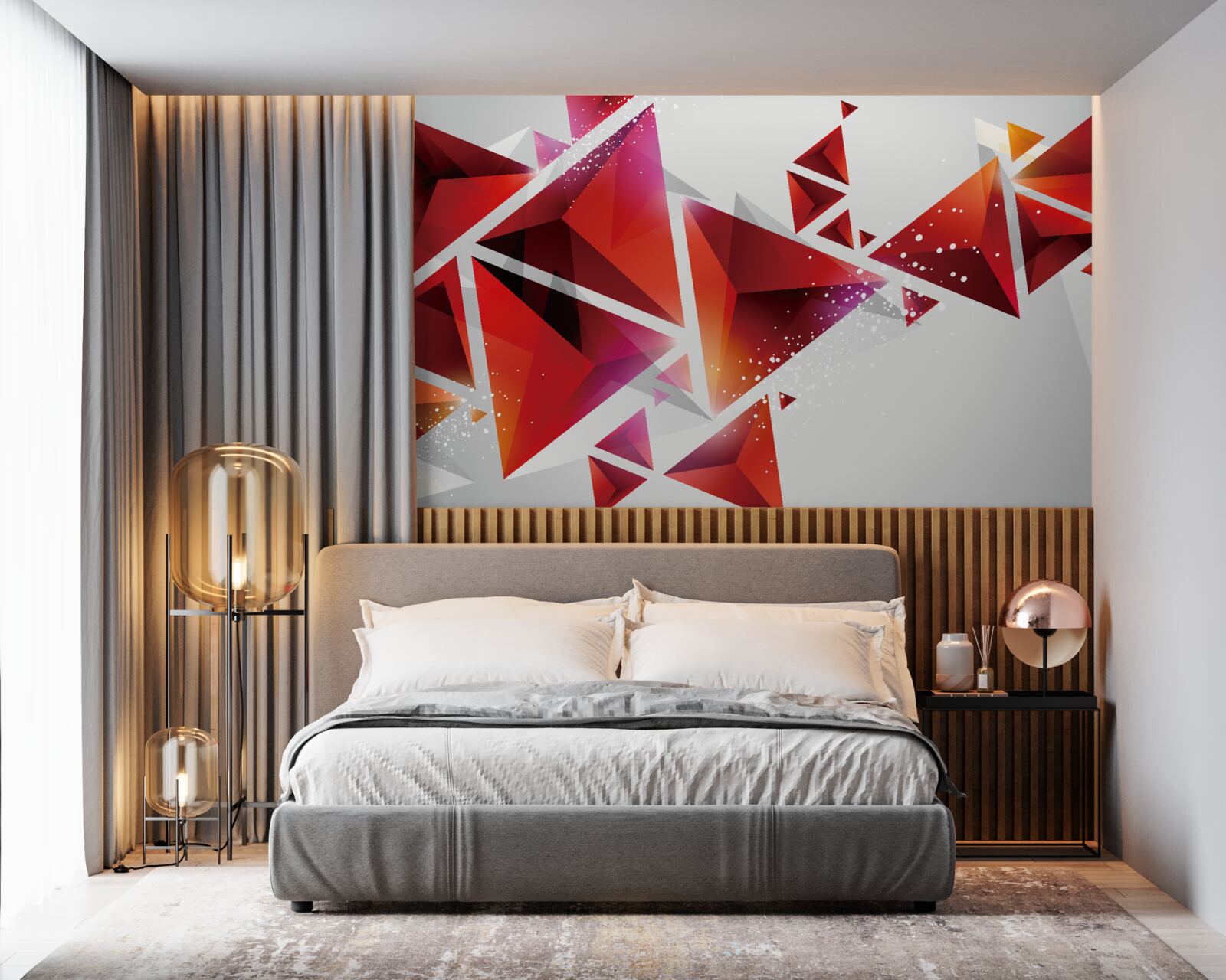 Фотошпалери трикутники з великою кількістю червоного