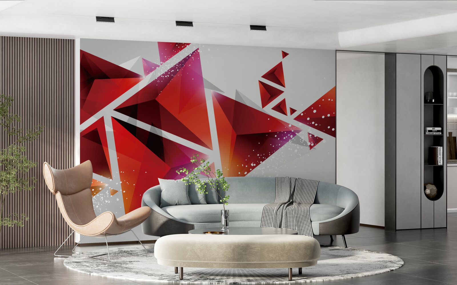 Фотошпалери трикутники з великою кількістю червоного