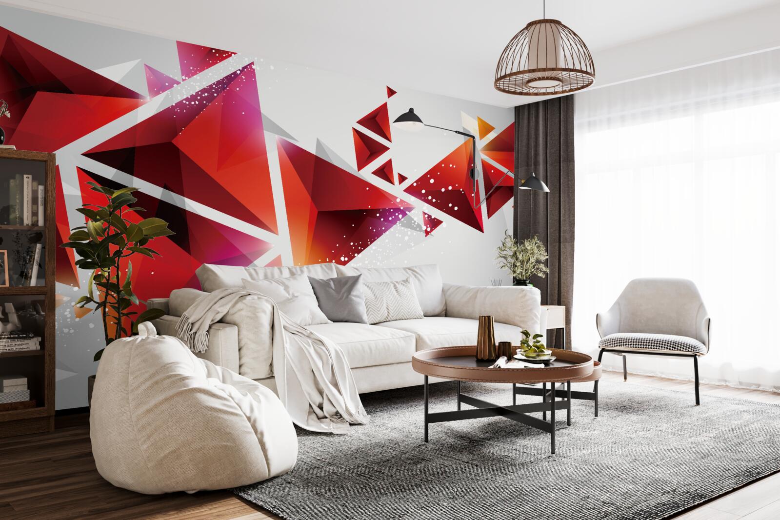 Фотошпалери трикутники з великою кількістю червоного