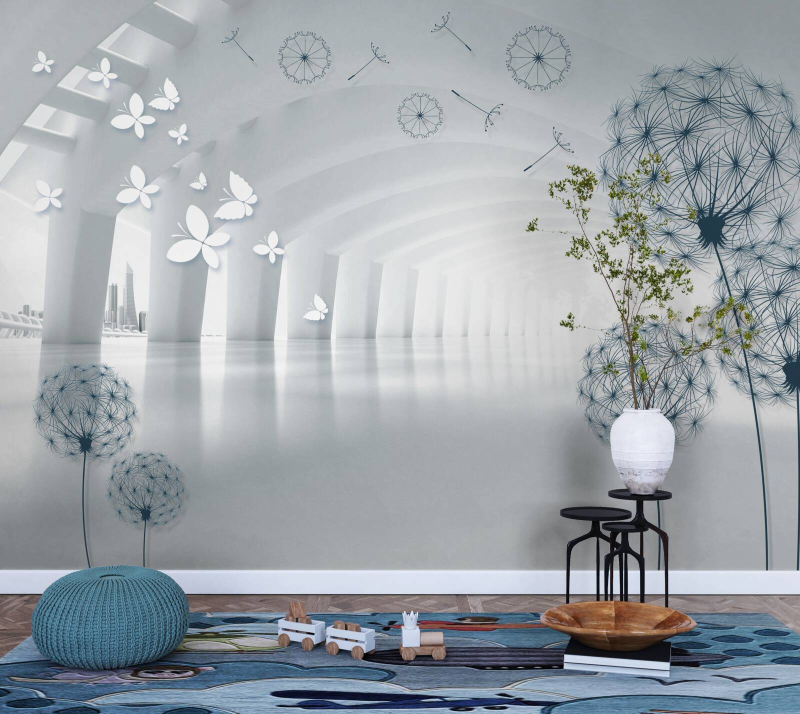 Фотошпалери Білосніжні арки в небі та польовий молочай