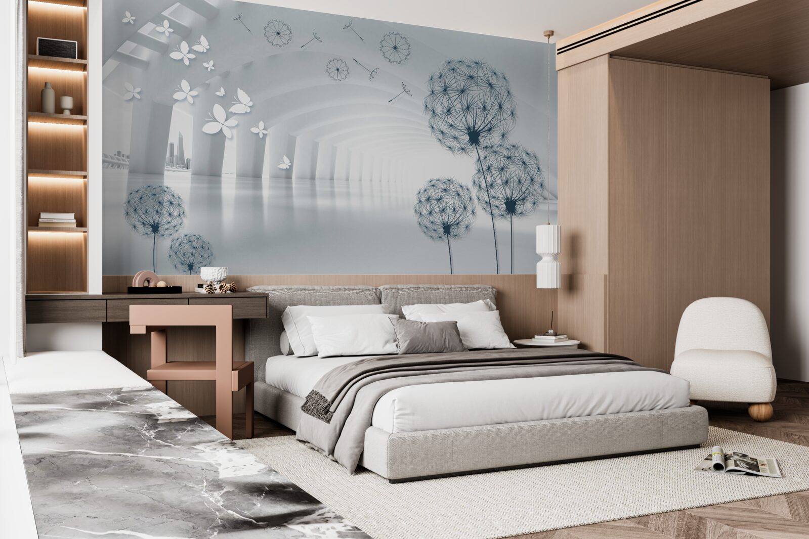 Фотошпалери Білосніжні арки в небі та польовий молочай