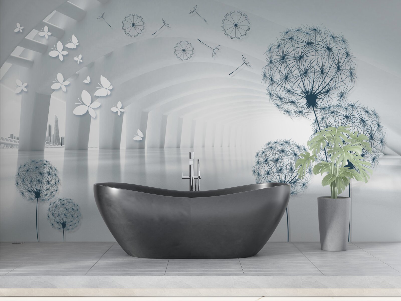 Фотошпалери Білосніжні арки в небі та польовий молочай