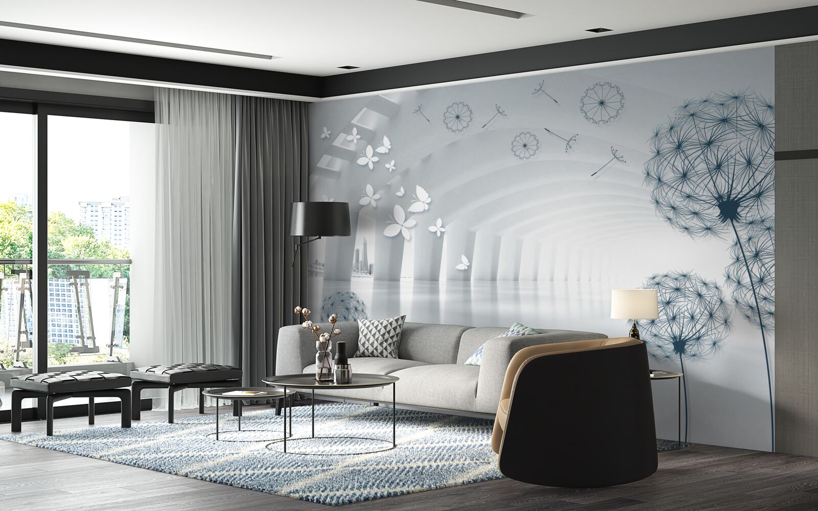 Фотошпалери Білосніжні арки в небі та польовий молочай