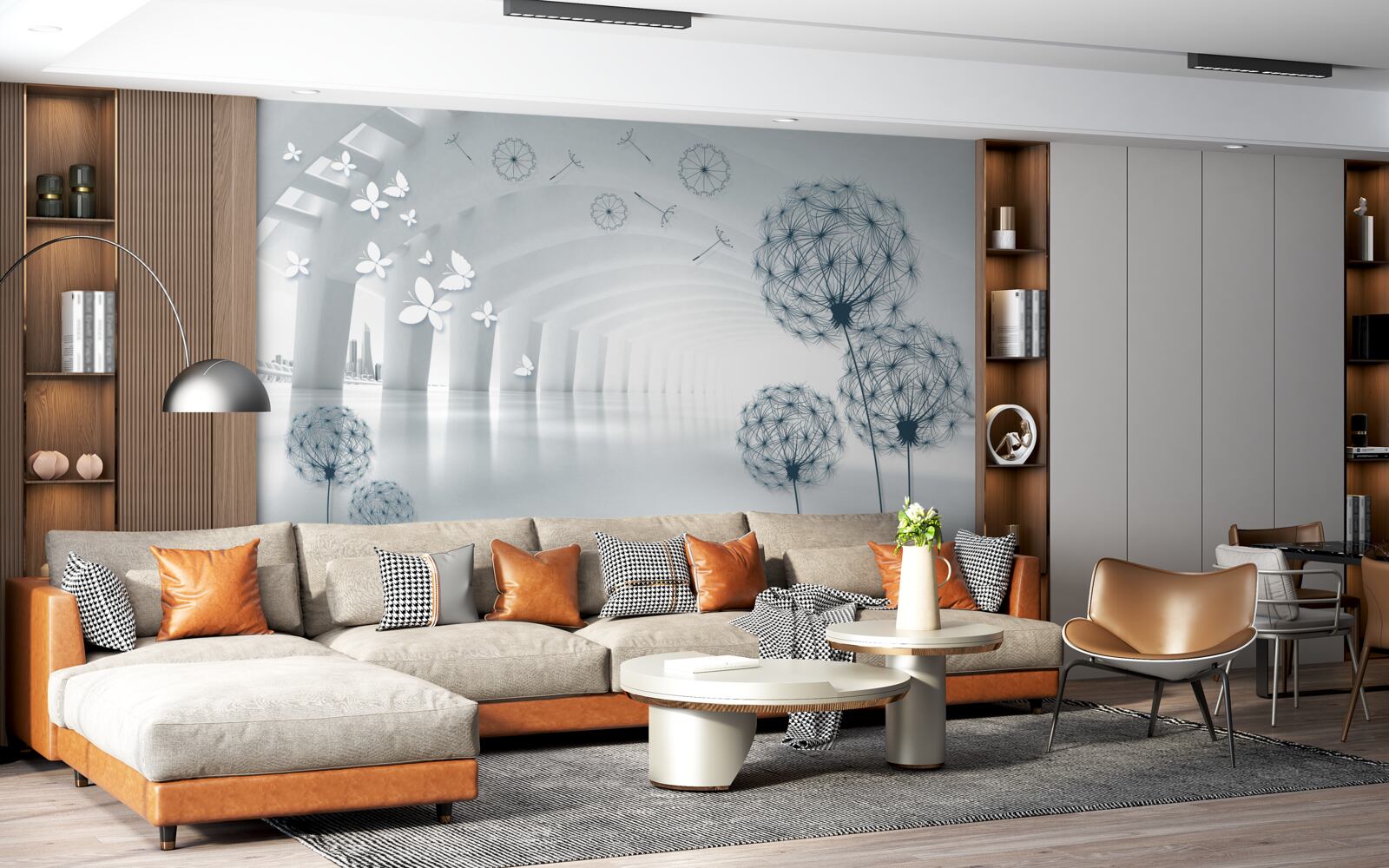 Фотошпалери Білосніжні арки в небі та польовий молочай