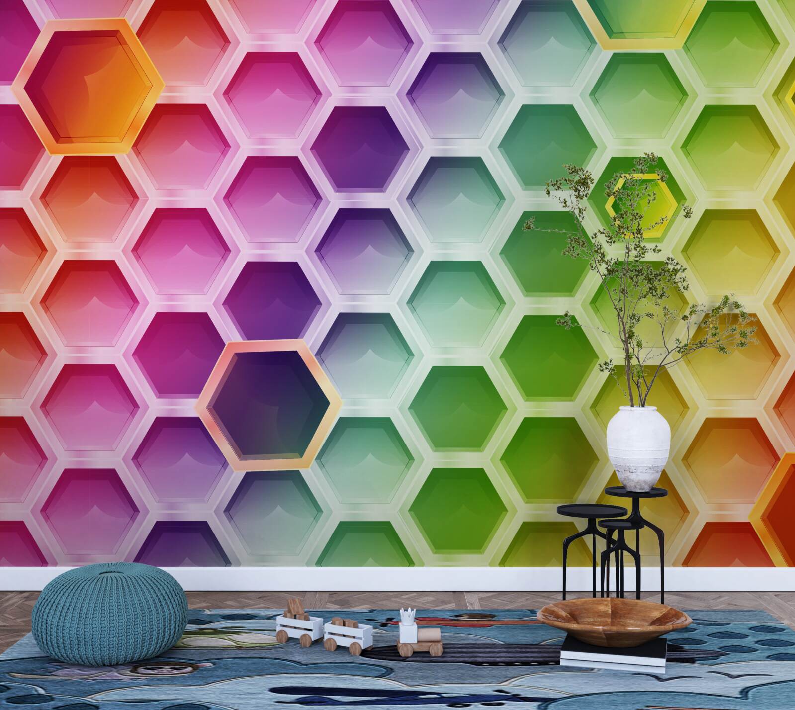 Фотошпалери різнокольорові яскраві вулики