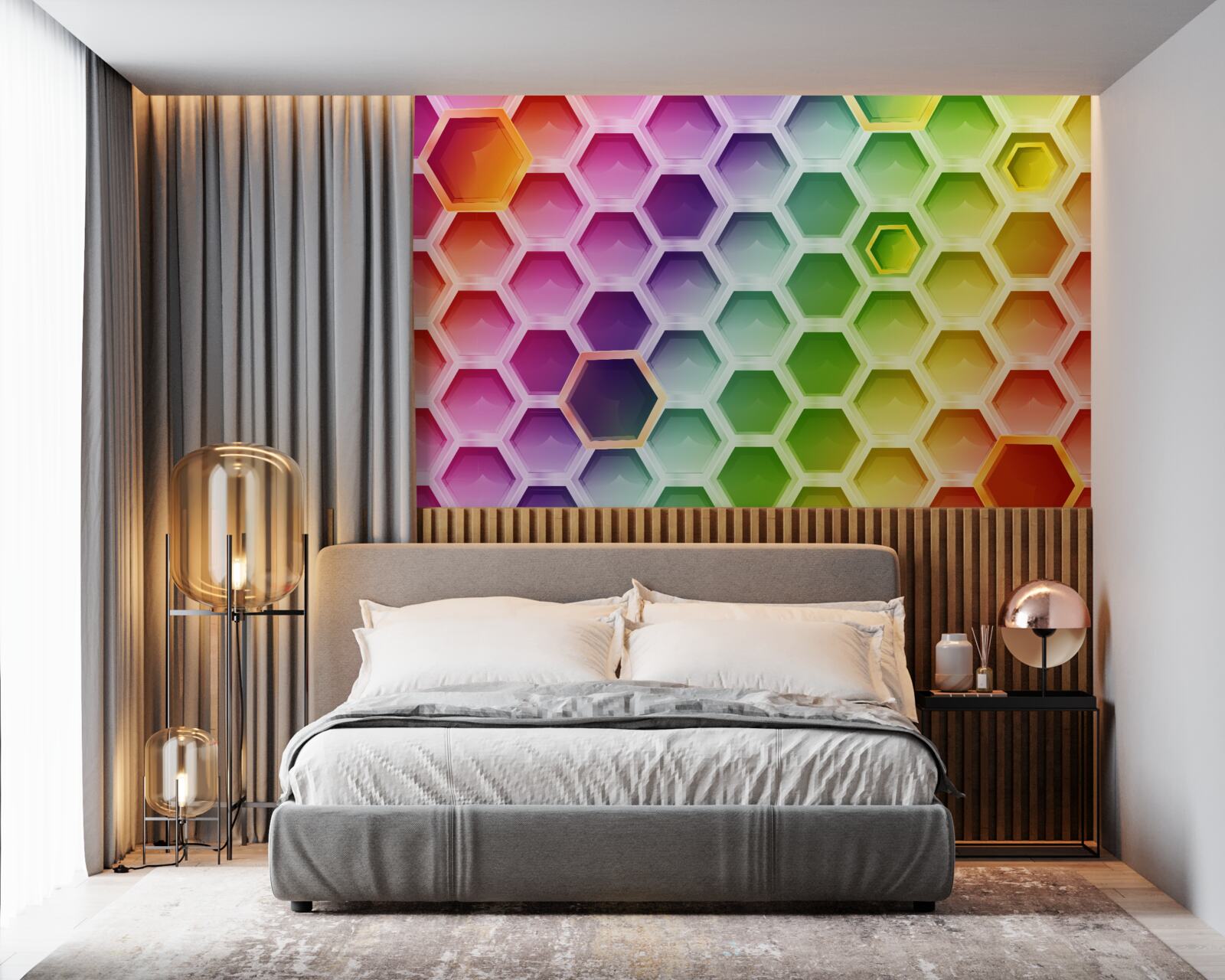 Фотошпалери різнокольорові яскраві вулики