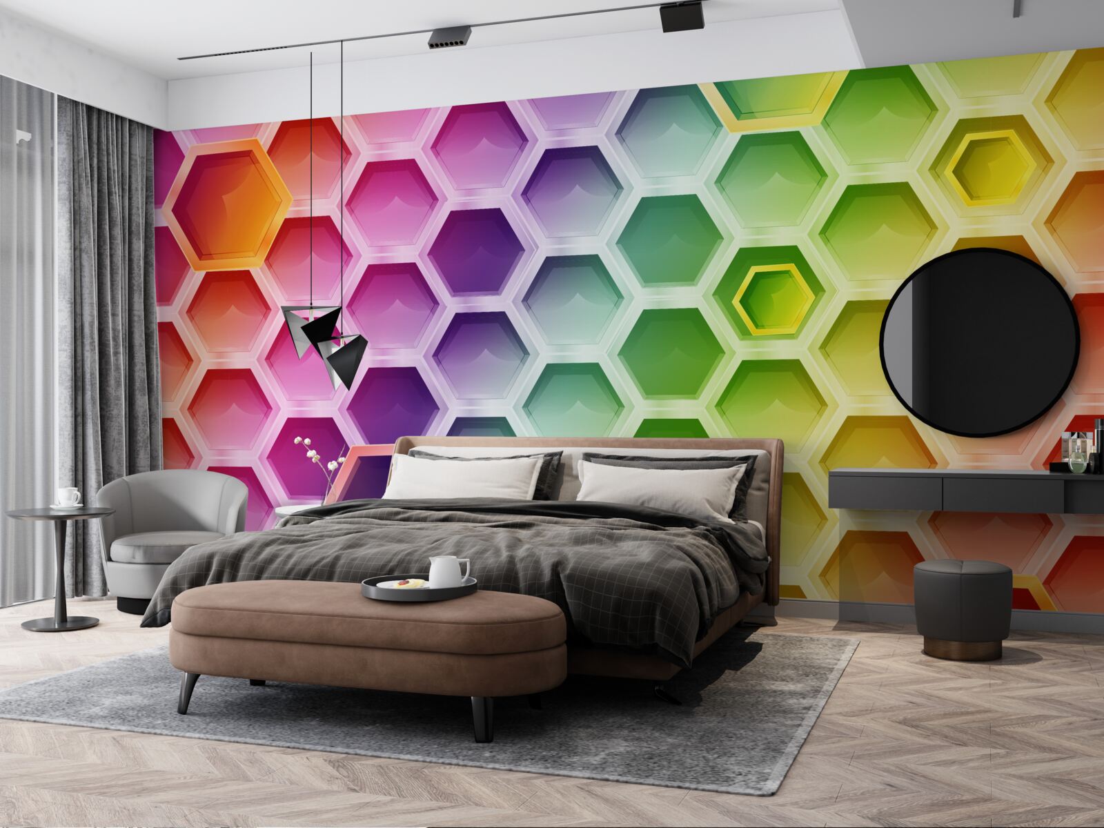 Фотошпалери різнокольорові яскраві вулики