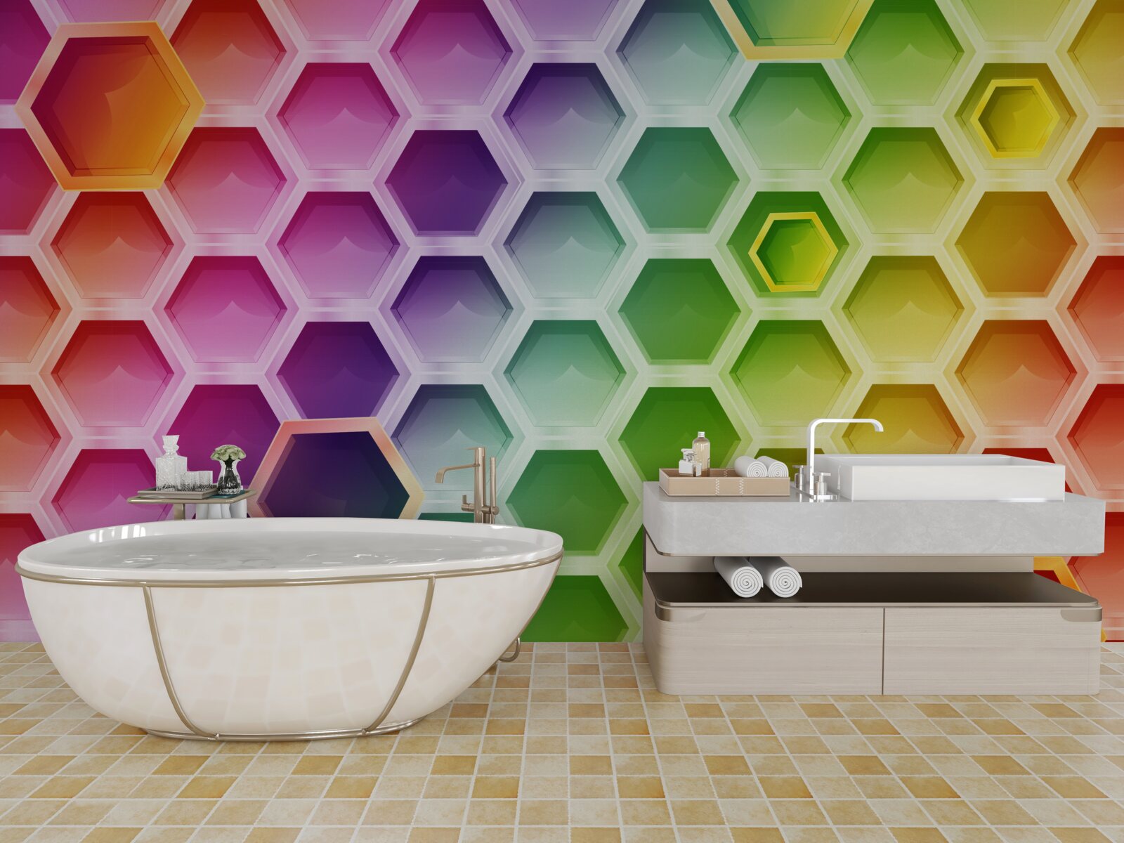 Фотошпалери різнокольорові яскраві вулики