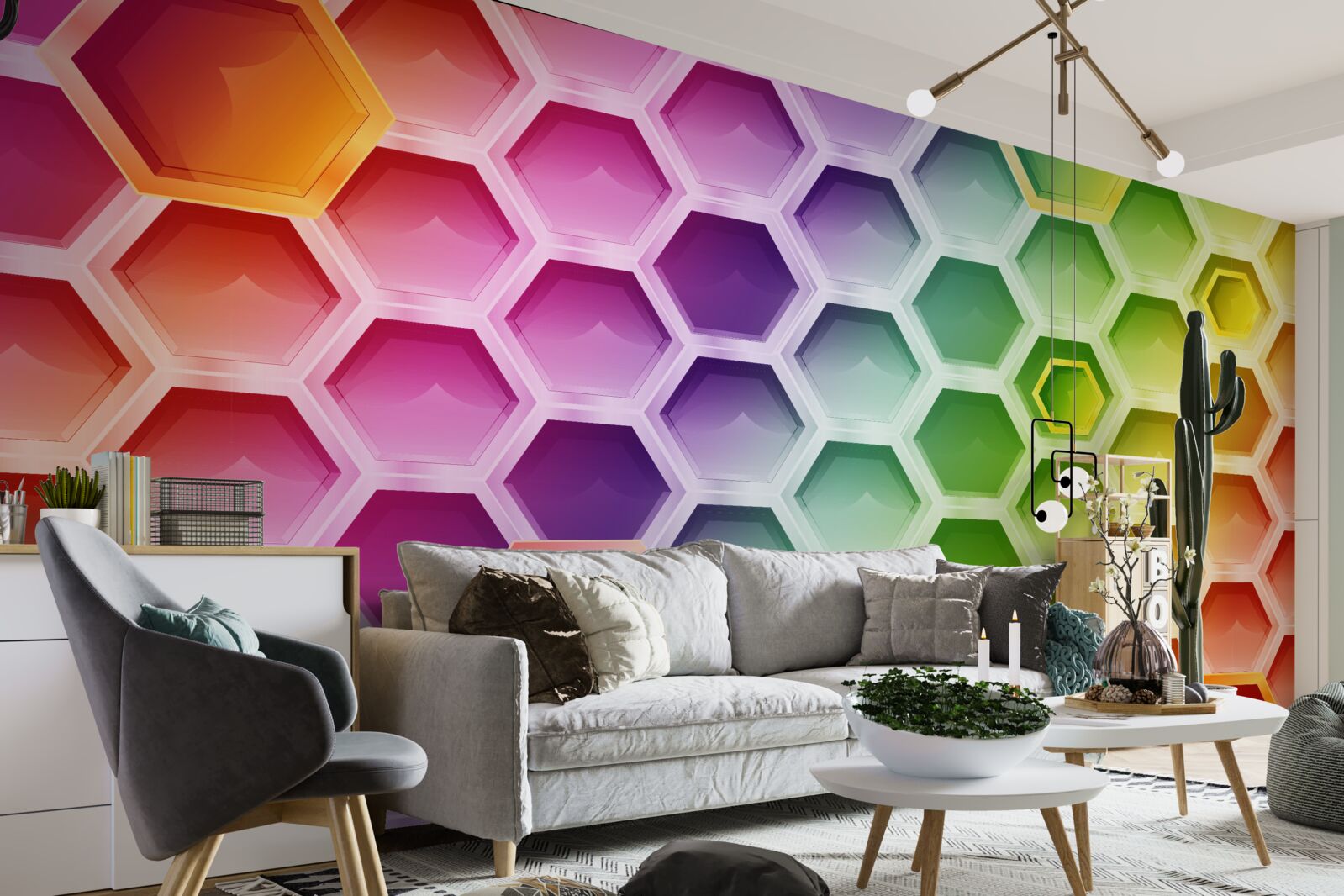 Фотошпалери різнокольорові яскраві вулики