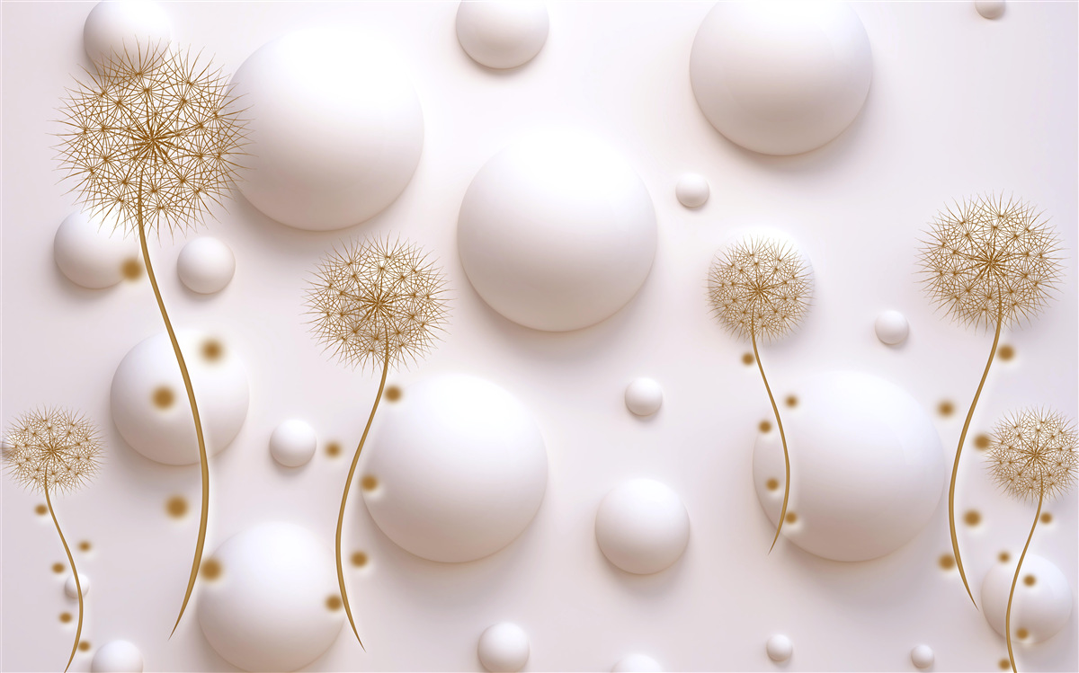 Фотошпалери Білосніжні круглі перлини та золоті мілеони