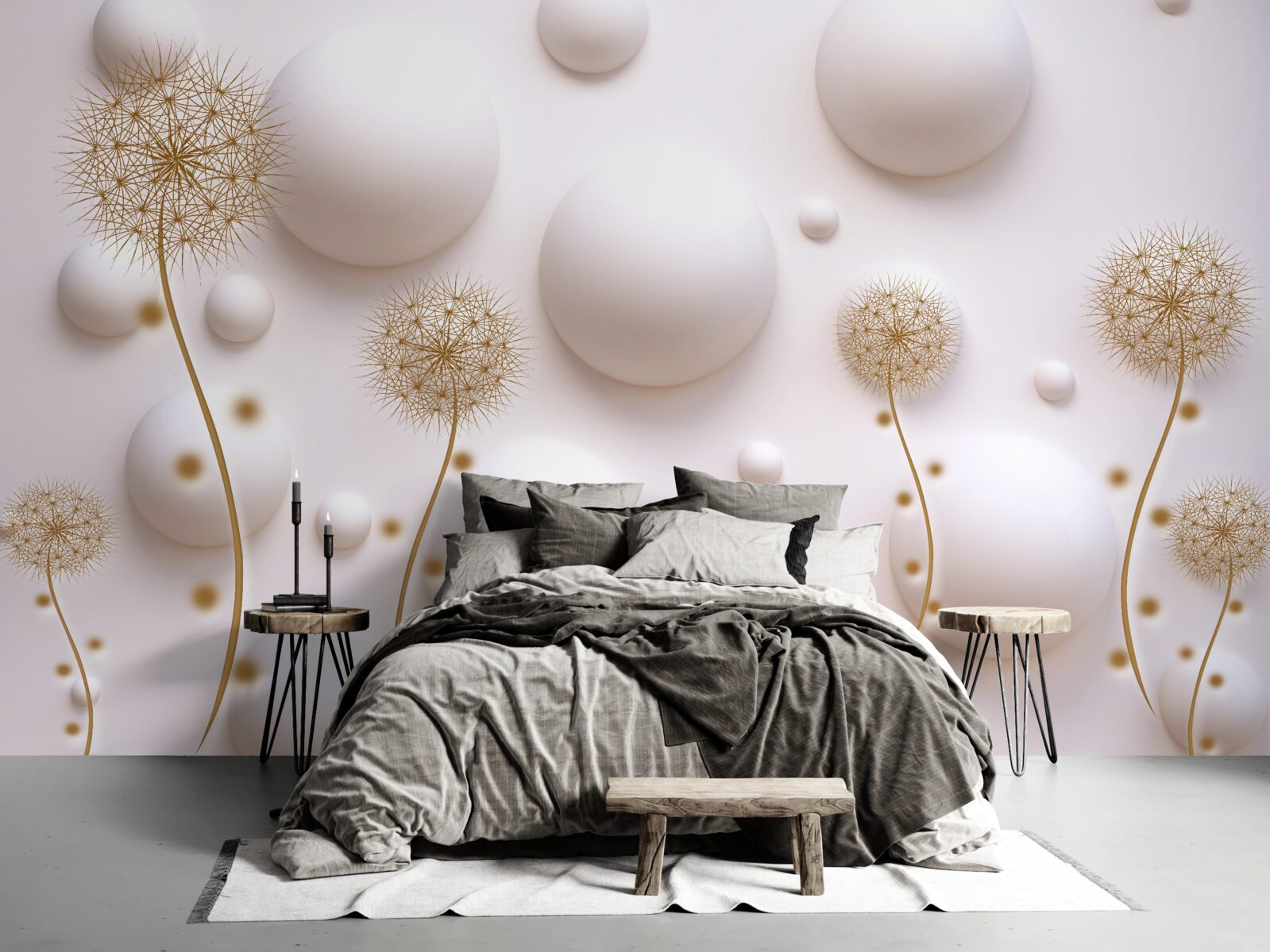 Фотошпалери Білосніжні круглі перлини та золоті мілеони