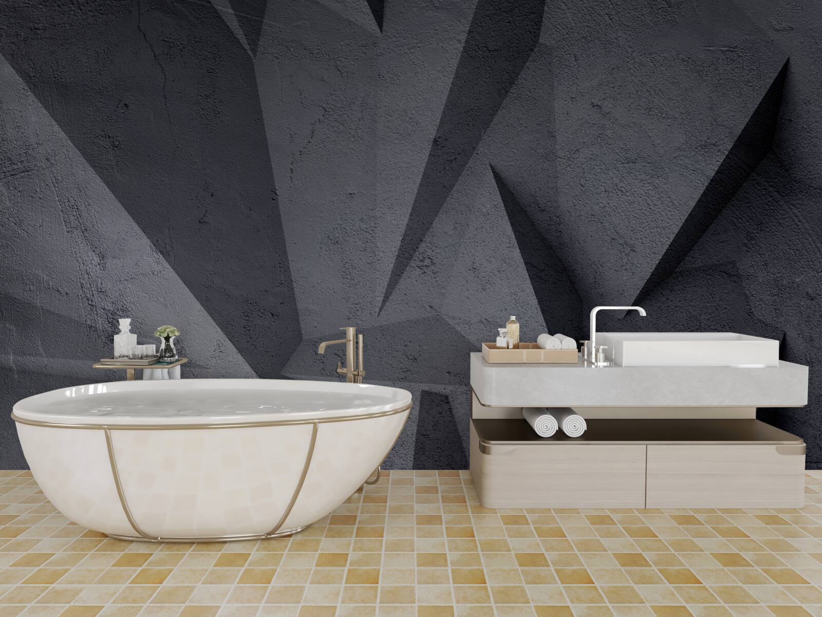 Фотошпалери чорна геометрія у 3d просторі