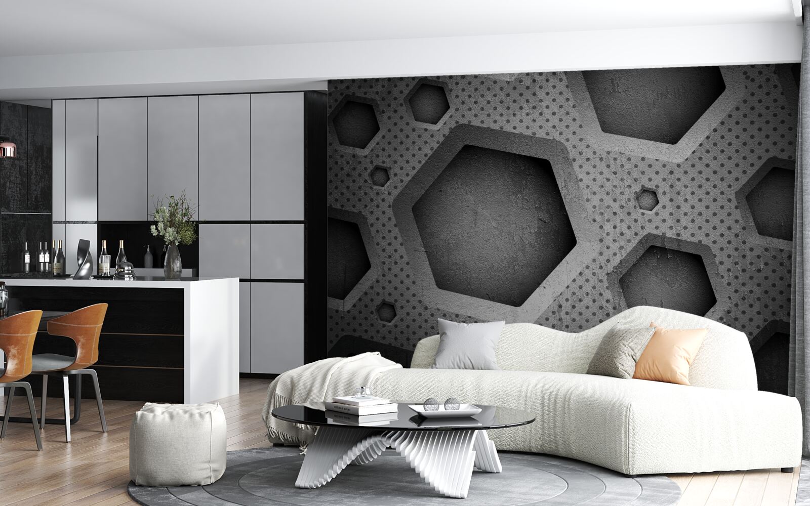 Фотошпалери абстрактний шестикутний бар'єр