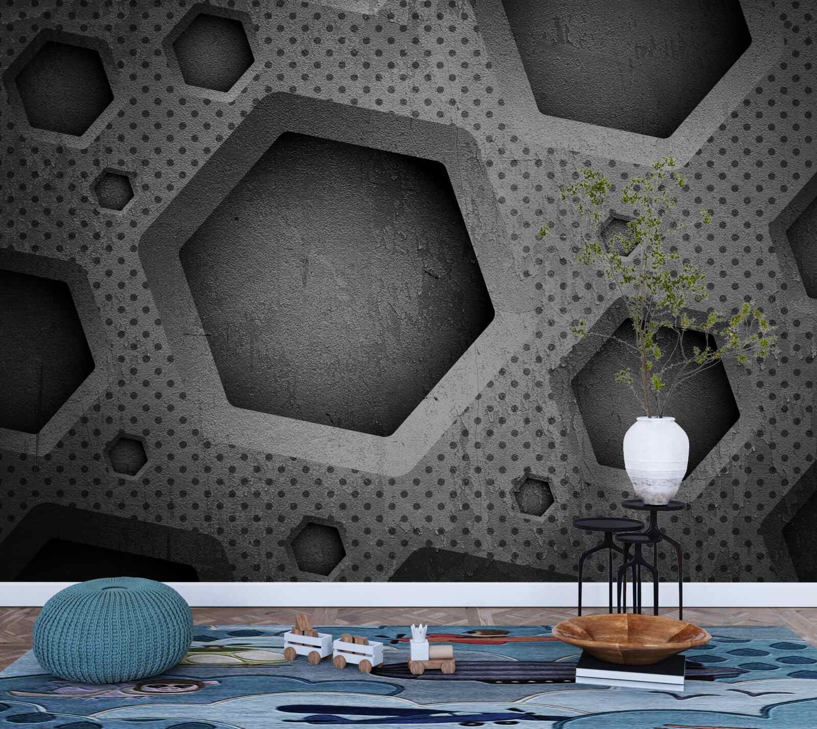 Фотошпалери абстрактний шестикутний бар'єр