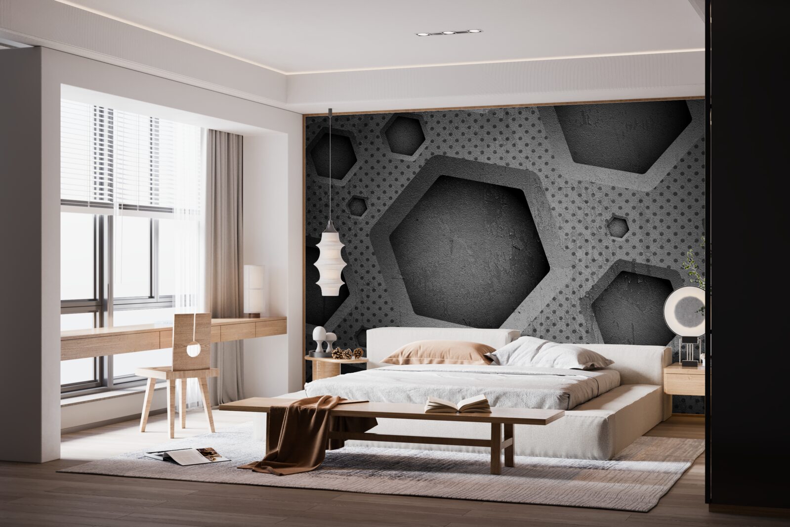 Фотошпалери абстрактний шестикутний бар'єр