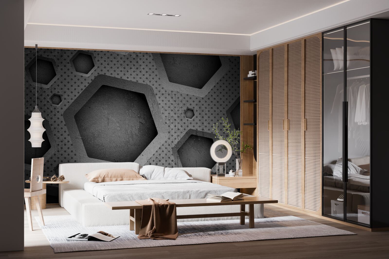 Фотошпалери абстрактний шестикутний бар'єр