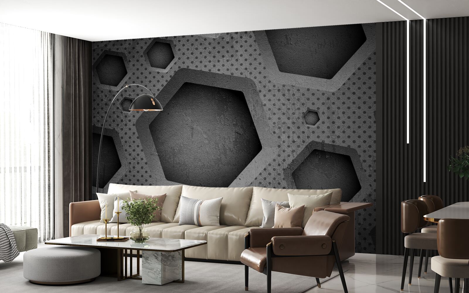 Фотошпалери абстрактний шестикутний бар'єр