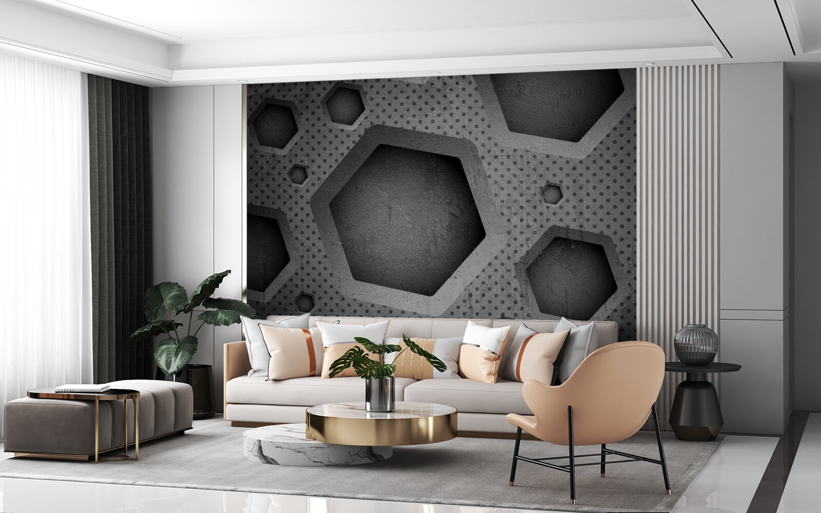 Фотошпалери абстрактний шестикутний бар'єр