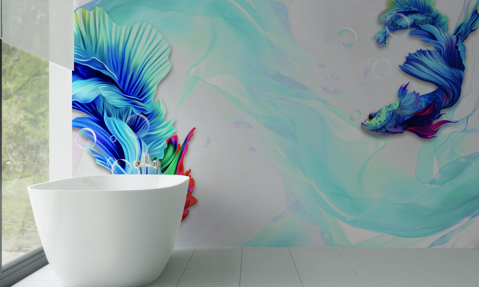 Фотошпалери У водному середовищі мешкає синьохвоста риба