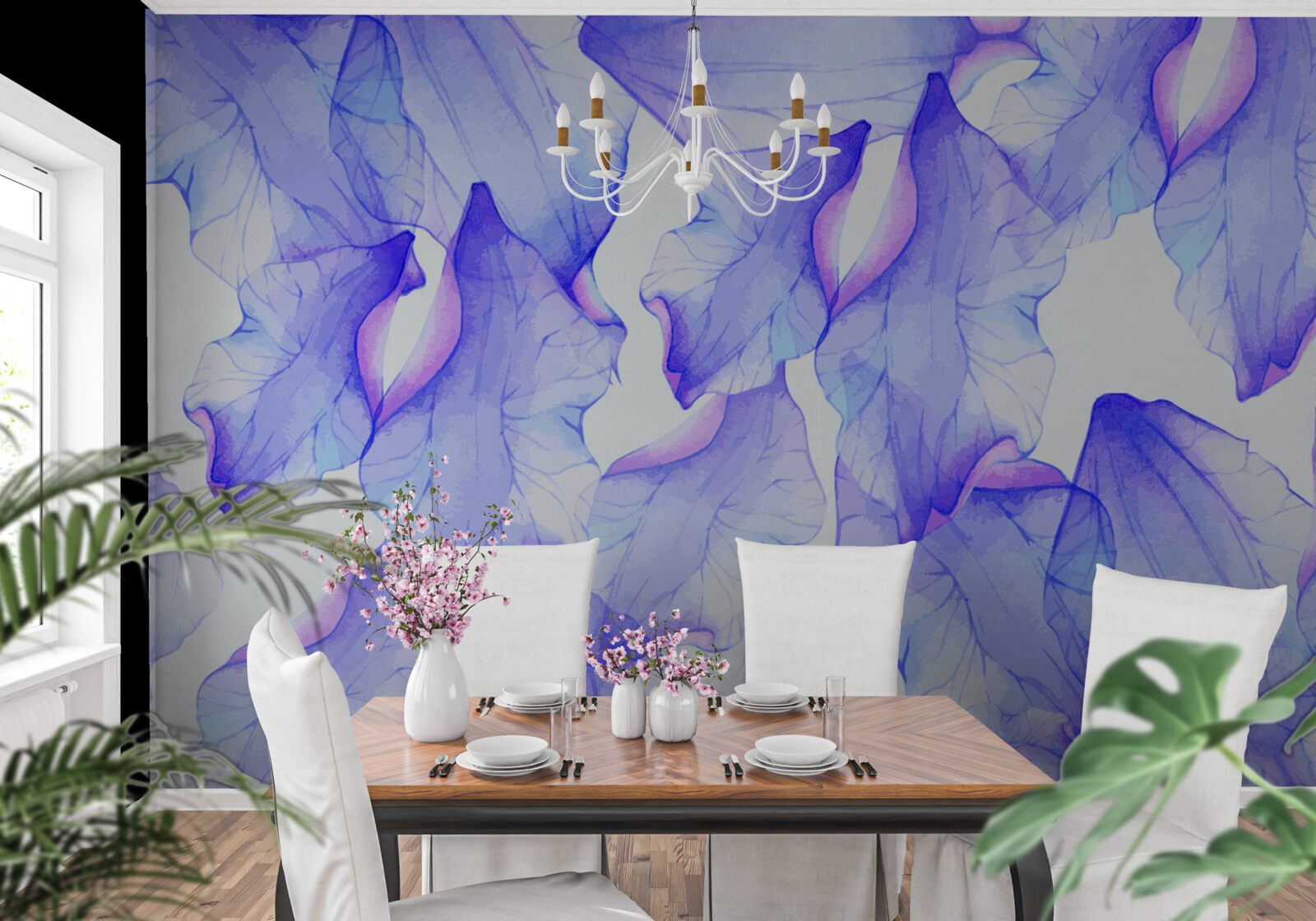 Фотошпалери квіткові бруньки з прозорим фіолетовим відтінком