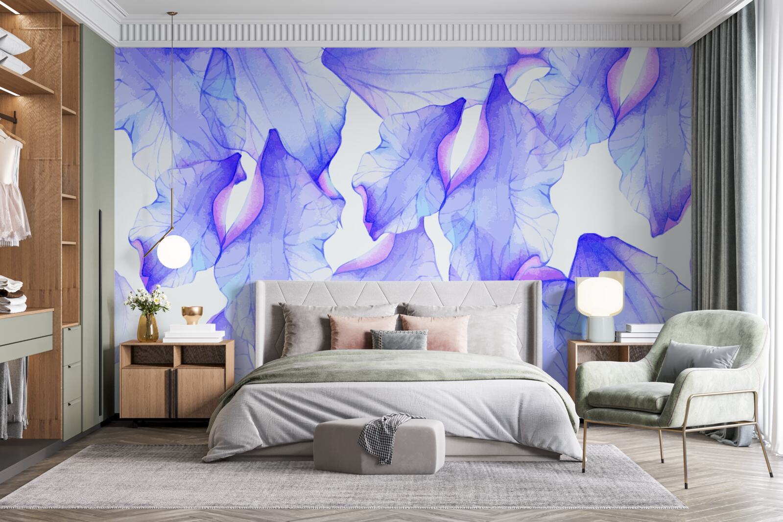 Фотошпалери квіткові бруньки з прозорим фіолетовим відтінком