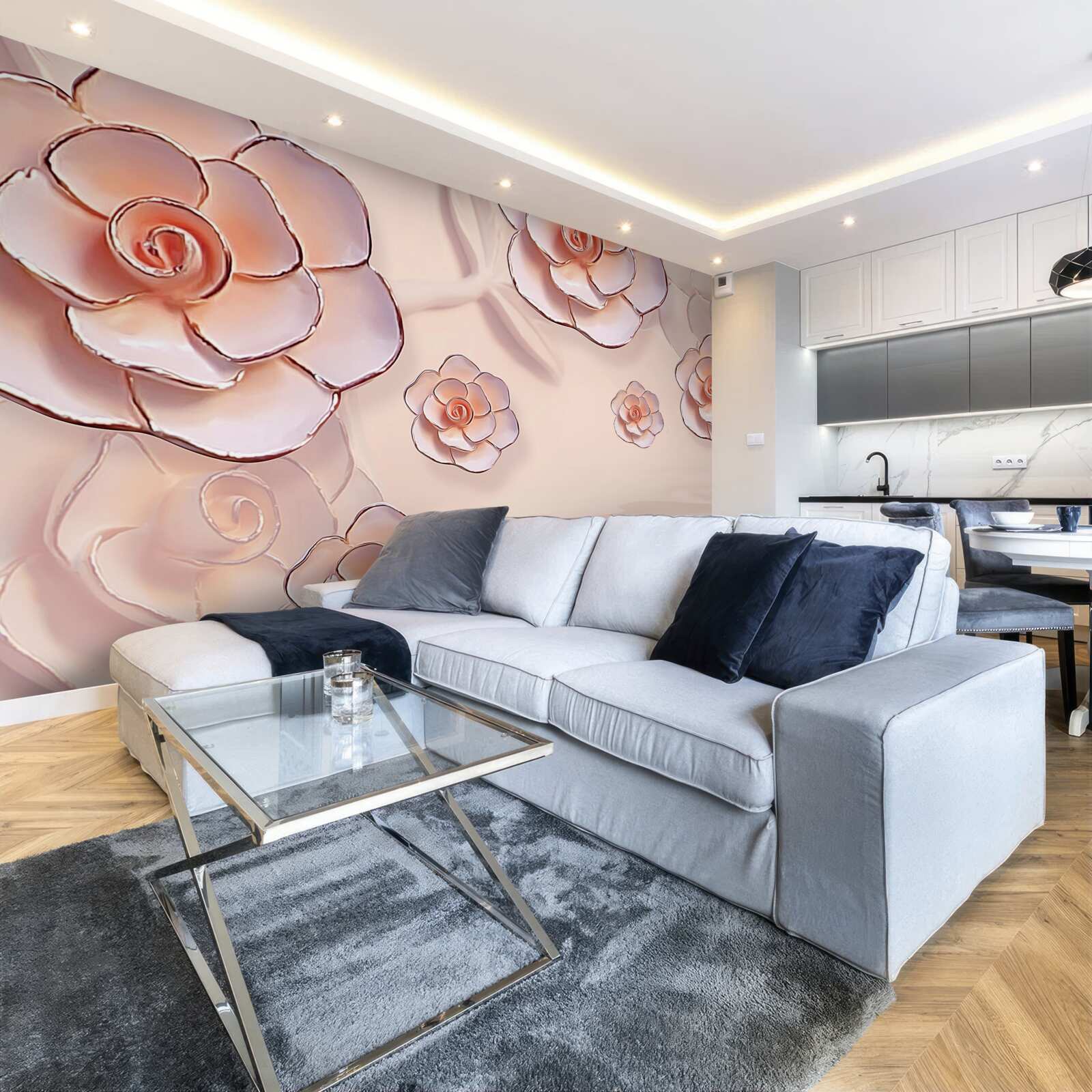 Фотошпалери рожеві порцелянові троянди