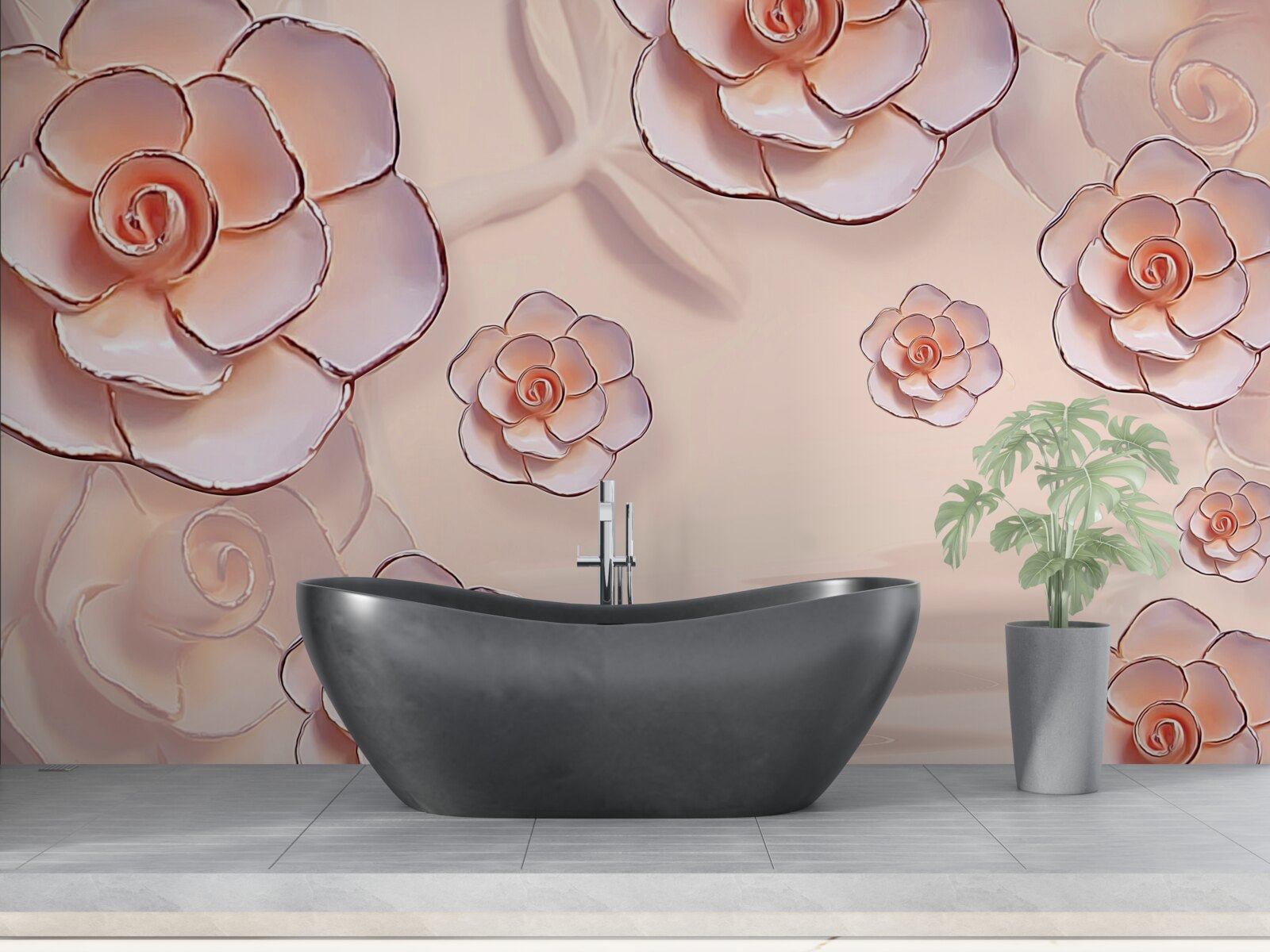 Фотошпалери рожеві порцелянові троянди